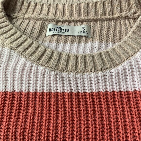 Hollister Knit Stripe Cropped Sweater Womens Size Small Cotton Blend Y2K Preppy - Picture 7 of 8